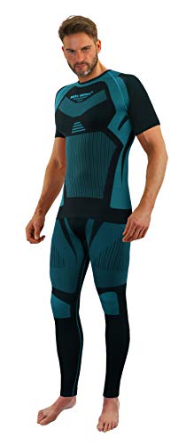 sesto senso Herren Funktionsunterwäsche Set Kurzarmhemd Leggings Schnelltrocknend Skiunterwäsche M Grün von sesto senso