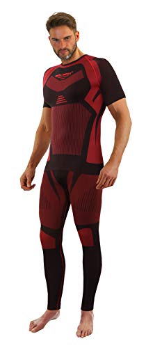 sesto senso Herren Funktionsunterwäsche Set Kurzarmhemd Leggings Schnelltrocknend Skiunterwäsche XXL Rot von sesto senso