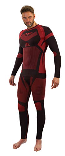 sesto senso Herren Funktionsunterwäsche Set Langarmhemd Leggings Schnelltrocknend Skiunterwäsche XXL Rot von sesto senso