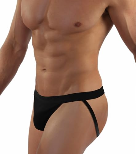 sesto senso Herren Jockstrap Schwarz String Thong Sexy Slips Tanga Briefs mit Offenem Schritt M Black von sesto senso