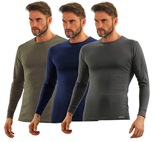 sesto senso Herren Langarm Unterhemden Baumwolle 3er Pack Funktionsunterhemd mit Rundhalsausschnitt L 3 Kh Blu Gr von sesto senso
