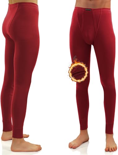 sesto senso Herren Lange Unterhosen 100% Baumwolle ThermoUnterhosen Funktionsunterwäsche Winter M_114 L Bordo von sesto senso