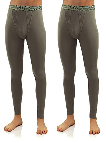 sesto senso Herren Lange Unterhosen Baumwolle 2er Pack Thermo Unterwäsche Funktionsunterwäsche Winter Camo Militär Camouflage 4XL 2 Grün von sesto senso