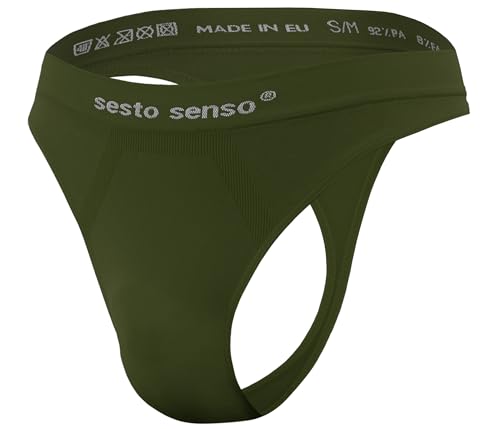 sesto senso Herren Nahtlose Sport Strings Tanga G-Strings Militär L/XL Grün von sesto senso