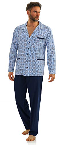 sesto senso Herren Pyjama mit Knopfleiste Lang Baumwolle Schlafanzug Knöpfen XXL, 2210/16 von sesto senso