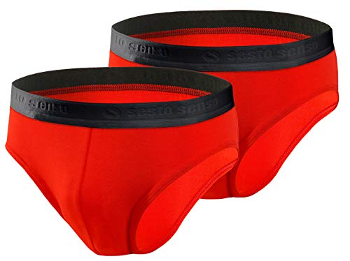 sesto senso Herren Slip Baumwolle Pack 2 Stück Männer Unterhose 2Pak Rot M von sesto senso