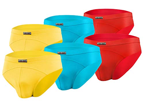 sesto senso Herren Slip Microfaser 6er Pack Classic Briefs Männer Strecken Unterhosen 2 Gelb 2 Türkis 2 Rot XL von sesto senso
