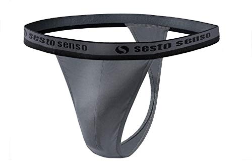 sesto senso Herren String Baumwolle Thong Slips 1er Pack Tanga Sport G-String S Graphit von sesto senso