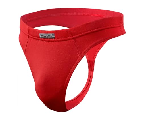 sesto senso Herren String Tanga – Rot Männer Thong aus Mikromodal, Atmungsaktiv & Bequem, Low Rise Slip Unterwäsche – Größe M von sesto senso