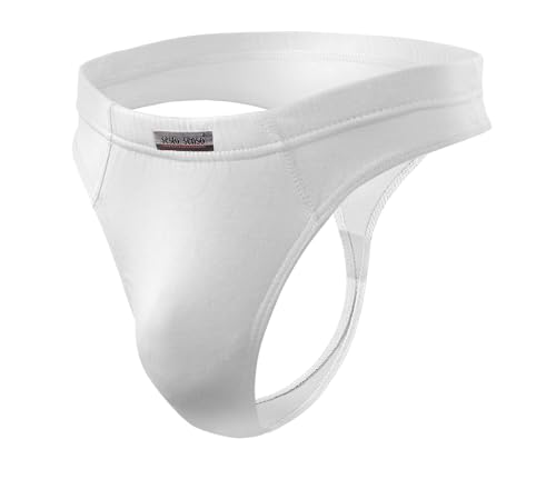 sesto senso Herren String Tanga – Weiß Männer Thong aus Mikromodal, Atmungsaktiv & Bequem, Low Rise Slip Unterwäsche – Größe L von sesto senso