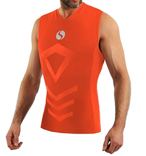 sesto senso Herren Tank Top v Ausschnitt Sport Unterhemd ThermoSport Unterhemd ärmellos Unterwäsche Unterziehshirt L/XL Orange von sesto senso