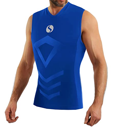 sesto senso Herren Tank Top v Ausschnitt Sport Unterhemd ThermoSport Unterhemd ärmellos Unterwäsche Unterziehshirt L/XL Royal Blue Blau von sesto senso