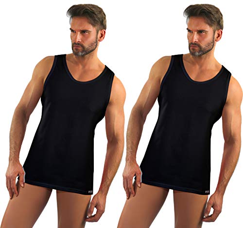 sesto senso Herren Unterhemd Tank Top Rundhals 2er Pack Achselshirt Baumwolle 2pack XL Schwarz von sesto senso