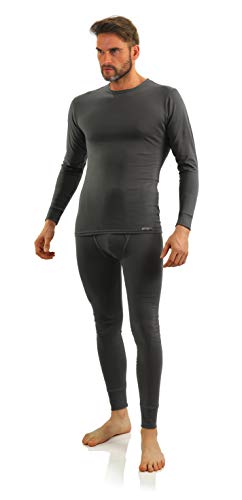 sesto senso Lange Unterwäsche Herren Set Baumwolle Langarmes Unterhemd Lange Unterhose Thermounterwäsche Winter Funktionsunterwäsche L Set Graphit von sesto senso