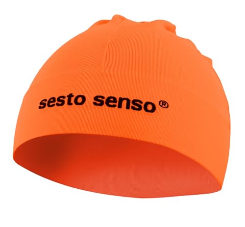 sesto senso Jugend Mütze Unisex Wintermütze unter Helm Hüte Winddicht Helm-Unterziehmütze Strickmützen Ski Snowboard Fahrradmütze Größe Universal (Orange) von sesto senso