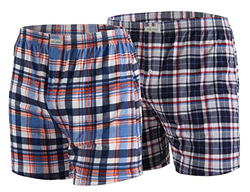 sesto senso Karierte Schlafanzughose Herren Kurz 2er Pack Baumwolle Pyjamahose XXL 17+18 von sesto senso
