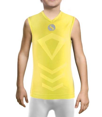 sesto senso Kind Junge Tank Top v Ausschnitt Sport Unterhemd Thermo ärmellos Unterwäsche Unterziehshirt 2XS/XS Yellow Gelb von sesto senso