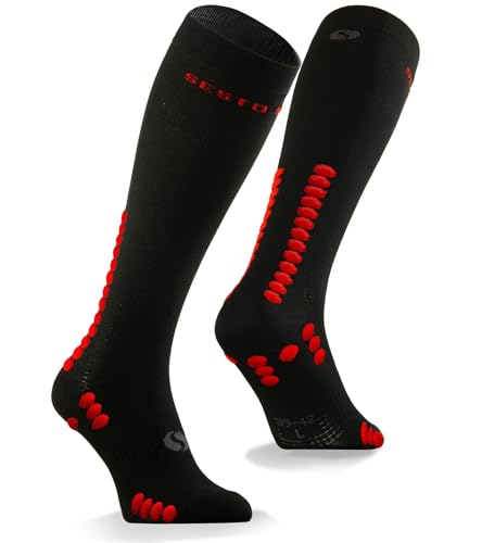 sesto senso Kompressionsstrümpfe Sport Schwarz Hohe Sportsocken Wadensocken Laufsocken 35-38 Black von sesto senso