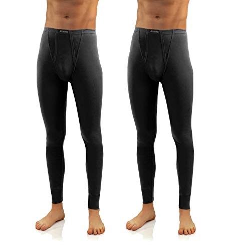 sesto senso Herren Unterhosen Baumwolle - Lange Unterhosen Herren Baumwolle Thermounterwäsche Für Männer Lange Unterhose k2 (Schwarz, L) von sesto senso