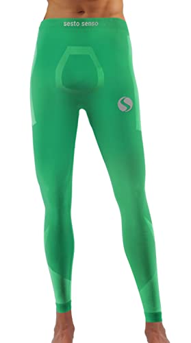 sesto senso Lange Unterhosen Herren Sport Bunt Kompressionshose Laufhose L/XL Green Grün von sesto senso