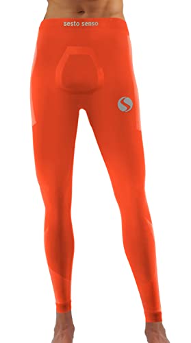 sesto senso Lange Unterhosen Herren Sport Bunt Kompressionshose Laufhose L/XL Orange von sesto senso