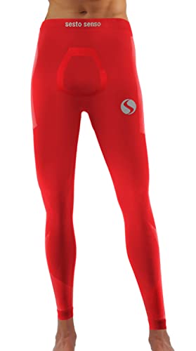 sesto senso Lange Unterhosen Herren Sport Bunt Kompressionshose Laufhose L/XL Rot Red von sesto senso