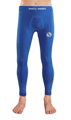 sesto senso Lange Unterhosen Thermo Kinder Jungen Blau Sport Bunt Kompressionshose Laufhose 4XS/3XS Royal von sesto senso