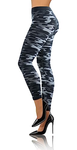 sesto senso Leggings Damen Camouflage Nahtlos Microfaser Lang Fitnesshose Sporthose Yoga L/XL Long Grafit Graphit von sesto senso