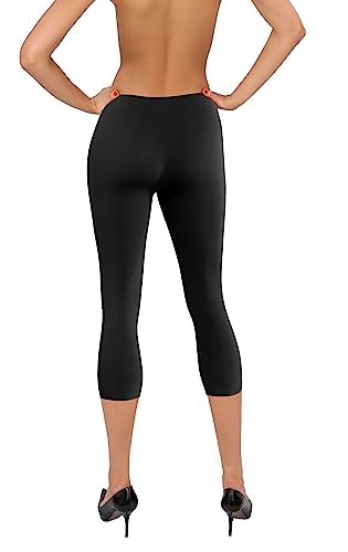 sesto senso Leggings Nahtlos Damen 3/4 Einheitsgröße Fitnesshose Sporthose Yoga 3/4 Black Schwarz von sesto senso