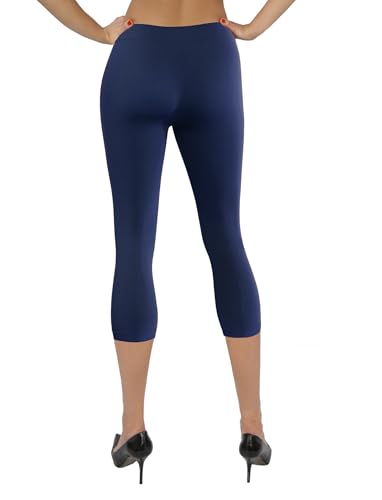sesto senso Leggings Nahtlos Damen 3/4 Einheitsgröße Fitnesshose Sporthose Yoga 3/4 Prussia Dunkelblau von sesto senso