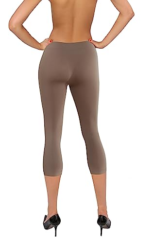 sesto senso Leggings Nahtlos Damen 3/4 Einheitsgröße Fitnesshose Sporthose Yoga 3/4 Tortora Beige von sesto senso