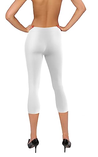 sesto senso Leggings Nahtlos Damen 3/4 Einheitsgröße Fitnesshose Sporthose Yoga 3/4 White Weiss Weiß von sesto senso