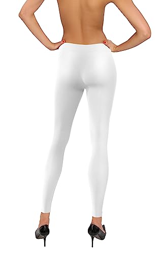 sesto senso Leggings Nahtlos Damen Lang Einheitsgröße Fitnesshose Sporthose Yoga Long White Weiss Weiß von sesto senso