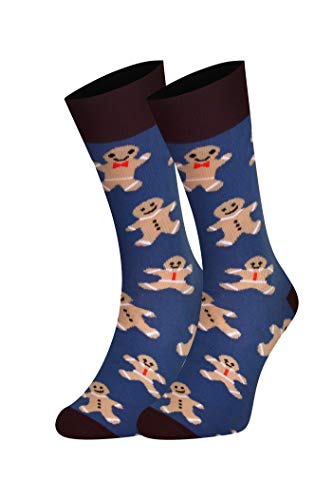 sesto senso Lustige Baumwolle Socken Damen Herren Bunte Ungleiche Funny Socks Weihnachts Plätzchen 35-38 Kekse von sesto senso