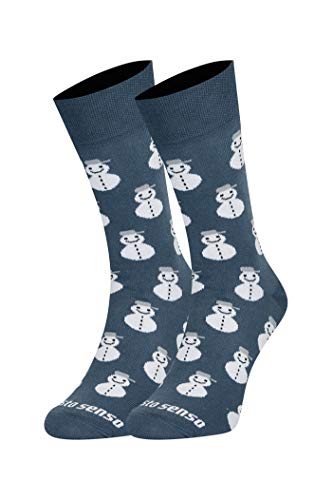 sesto senso Lustige Baumwolle Socken Damen Herren Bunte Ungleiche Funny Socks Winter 35-38 Schneemann Snowman Winter von sesto senso