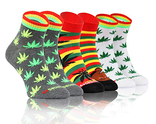 sesto senso Lustige Bunte Kurze Socken 3 Pack Süße Sneakersocken Baumwolle Rastaman 43-46 3 Blätter Marihuana von sesto senso