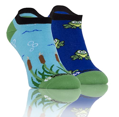 sesto senso Lustige Sneaker Socken Baumwolle Bunte Füßlinge Damen Herren 1 Paar Funny Socks Frösche 39-42 Frogs von sesto senso