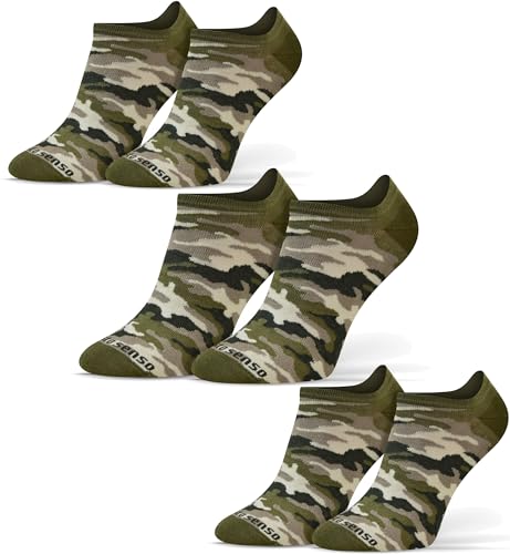 sesto senso Lustige Sneaker Socken Baumwolle Bunte Füßlinge Damen Herren 3 Paar Funny Socks Tarnung Tarnsocken Tarnmuster Tarnfarben militär Camouflage 43-46 3 Camo von sesto senso