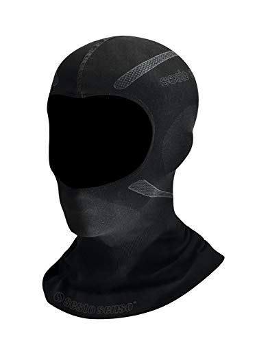 sesto senso Motorradmaske Atmungsaktiv Funktions Sturmhaube Motorrad Ski Snowboard Fahrrad Winddicht Maske Wintermütze Grau S/M Schwarz von sesto senso