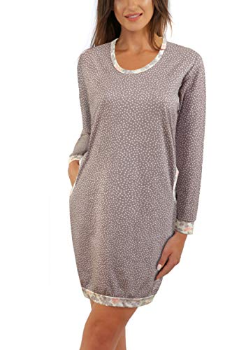 sesto senso Nachthemd Damen Langarm Baumwolle Schlafshirt Nachtkleid Nachtwäsche Schlafhemd XXL Awa Long Kropki von sesto senso