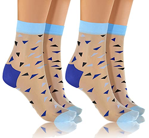 sesto senso Nylon Socken Damen Mädchen Muster 2 paar Söckchen Ultra Dünne Beige Blau Dreiecke 2 pack sesto senso Nylon Socken Damen Mädchen Muster 2 paar Söckchen Ultra Dünne Beige Blau Dreiecke 2 pack von sesto senso