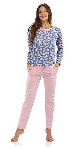 sesto senso Pyjama Damen Langarm Baumwolle Schlafanzug Set Lang Pyjamahose mit Taschen Rosa Blau M Agnie L Roz sesto senso Pyjama Damen Langarm Baumwolle Schlafanzug Set Lang Pyjamahose mit Taschen Rosa Blau M Agnie L Roz von sesto senso