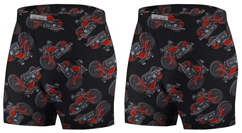 sesto senso Schlafanzughose Herren Kurz 2er Pack Karierte Lustige Bunte Baumwolle Pyjamahose L Motor Motorrad von sesto senso