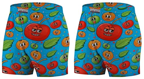 sesto senso Schlafanzughose Herren Kurz 2er Pack Karierte Lustige Bunte Baumwolle Pyjamahose L Obst Früchte von sesto senso
