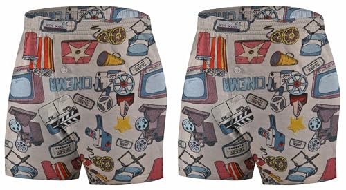 sesto senso Schlafanzughose Herren Kurz 2er Pack Karierte Lustige Bunte Baumwolle Pyjamahose XL Kino Film Cinema von sesto senso