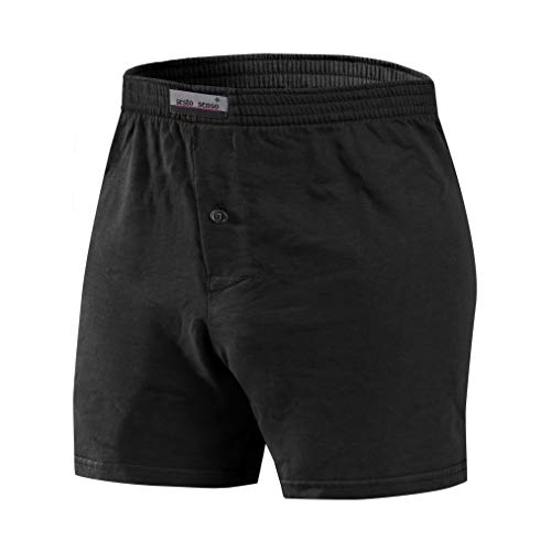 sesto senso Schlafanzughose Herren Kurz Baumwolle Pyjamahose 1er Pack L Schwarz von sesto senso
