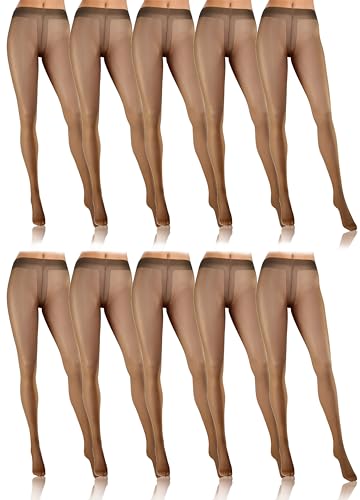 sesto senso Schwarz Strumpfhose Damen 10er Pack 8 Den Feinstrumpfhose Transparent XL Black von sesto senso