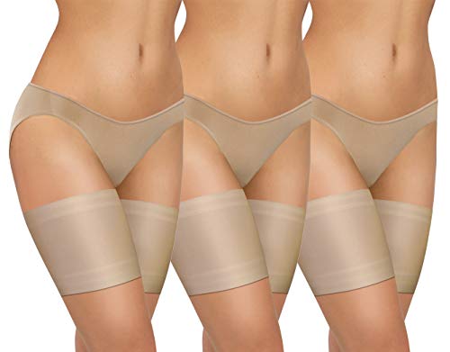 sesto senso 3 Paar Oberschenkelbänder Sexy Elastische Anti-reibung mit 4 Silikonstreifen Glatt Beige 75-80 XXL von sesto senso