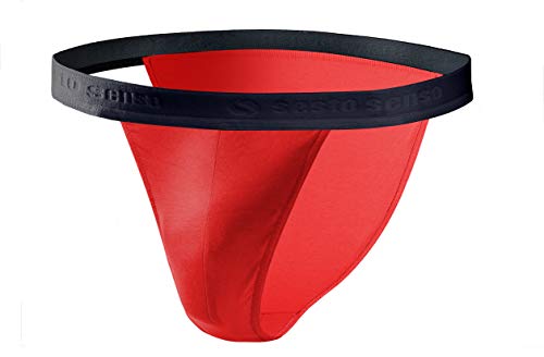 sesto senso Slip Herren Tanga Baumwolle 1er Pack Sexy Unterhosen Basic Unterwäsche für Männer M Rot von sesto senso