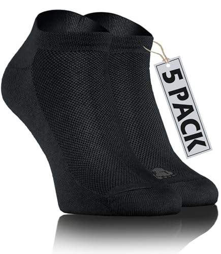 sesto senso Socken Sport Sneakers Knöchelsocken Baumwolle Damen Herren 5 Pack Paar 38-40 Schwarz von sesto senso